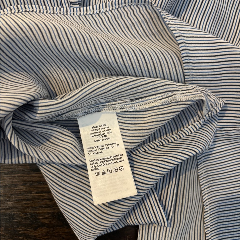 J. Crew Navy & White Striped Tie-Neck Shirt - Picture 7 of 7